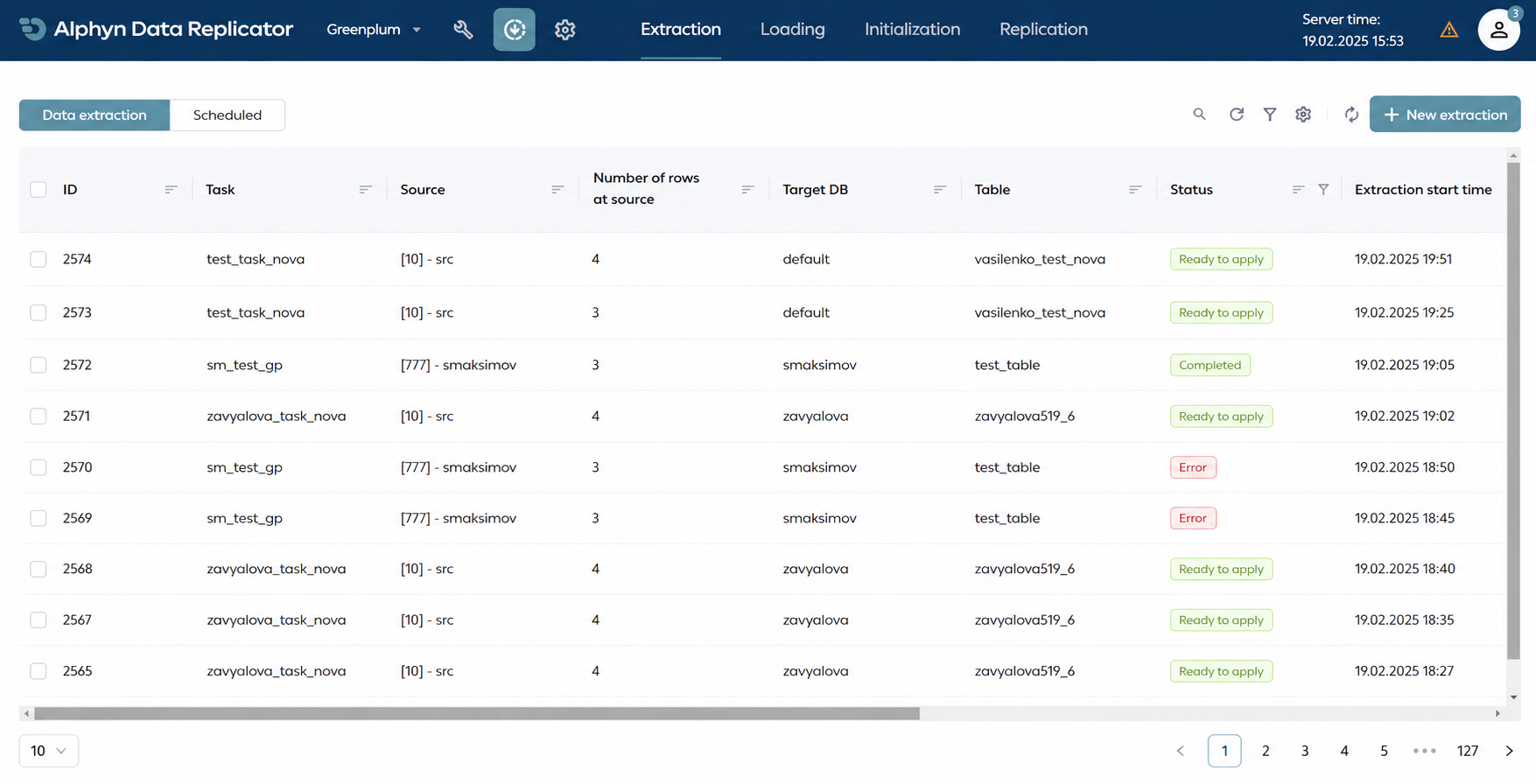 Graphical user interface — log viewer